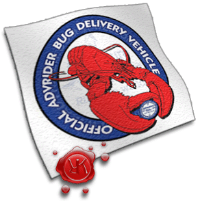 logo developed for sign on cooler mounted on motorcycle containing lobsters destined for Virginia
